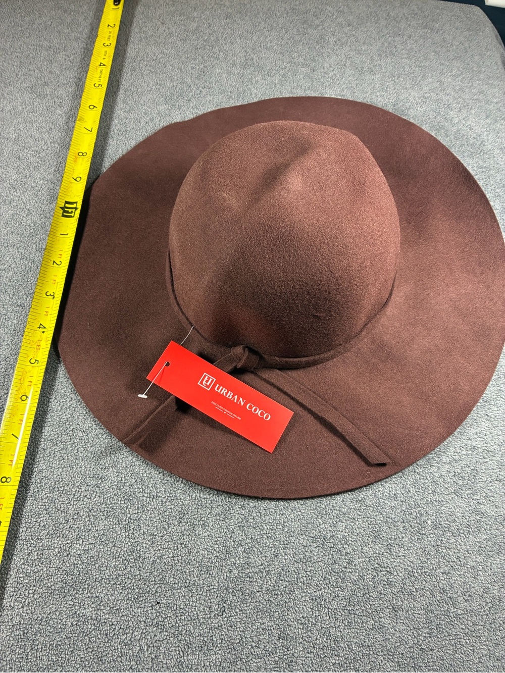 Urban Coco Women's Brown Wide Brim Wool Hat